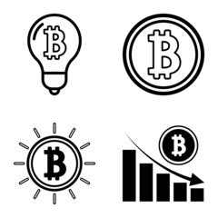 Bitcoins1-2 Flat Icon Set Isolated On White Background