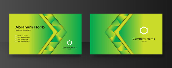 Modern elegant green business card vector background. Luxury creative clean bold business card design template. Vector illustration