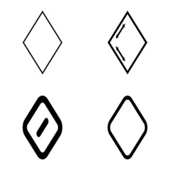 Rhombus Flat Icon Set Isolated On White Background