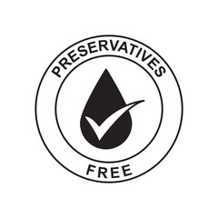 preservatives free label icon in black flat glyph, filled style isolated on white background