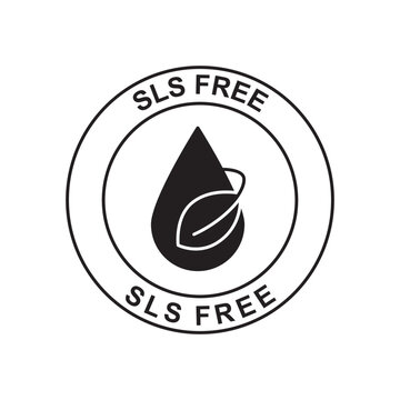 SLS  free label, sodium lauryl sulfate free icon in black flat glyph, filled style isolated on white background