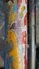 Rusty colorful painted Railing at Felsenburg Neurathen, Saxony, Germany