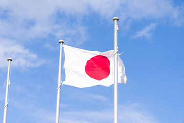 日本の国旗と空