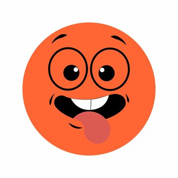 Vector Round Emoji With Sticky Tongue Expression. mocking