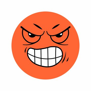 Vector Round Emoji With Angry Expression.