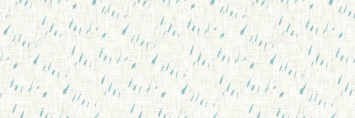 Aegean teal mottled border strip linen texture background. Summer coastal living style home decor fabric effect. Sea green wash grunge edge material. Decorative textile seamless pattern banner. 