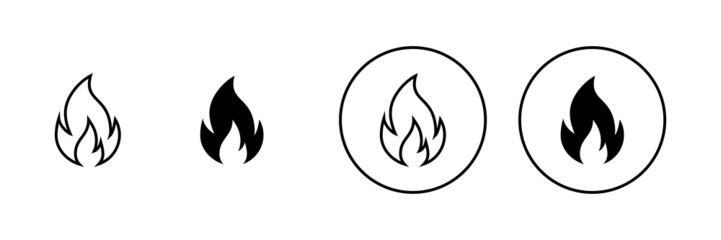Fire icons set. fire sign and symbol