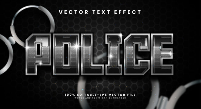 Police editable text style effect with steel themes.