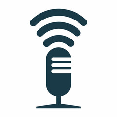 Wifi Podcast Icon Logo Design.  Podcast logo design template.
