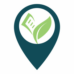 Organic Book With Map Pointer Logo Concept. Green School Location Logo Design.