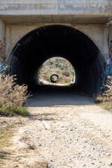 dirt road entering a tunnel 