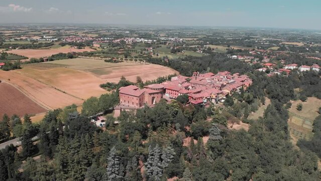 Aerial view of medieval Italian city in a sunny day.  Dozza, Emilia Romagna, Italy.