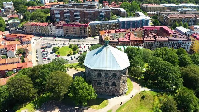 Massive Architecture Of The Famous Skansen Kronan In Sweeden - aerial shot