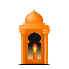 An illustration of a mosque with a candle. Material for Islamic background design.