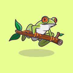 Cute frog doodle illustration, frog cartoon outline