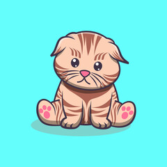 Cute kitten doodle illustration, kitten cartoon outline