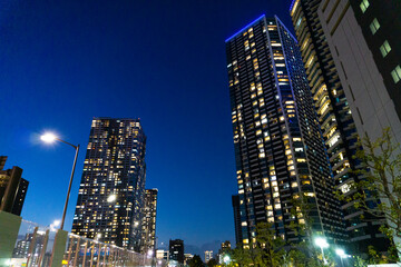 Fototapeta na wymiar Night view of high-rise condominiums in Tokyo, Japan_81