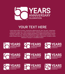 set anniversary logotype premium collection white color in square isolated on purple background