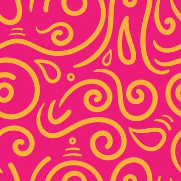 Seamless abstract pattern on pink background. Vector doodle image. Graphic linear wallpaper.