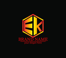 EK,ek creative polygon two letter logo design victor,EK letter logo