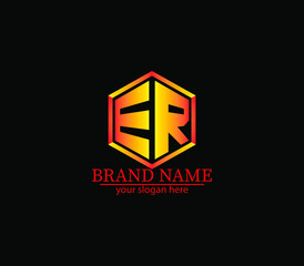 ER,er creative polygon two letter logo design victor,ER letter logo