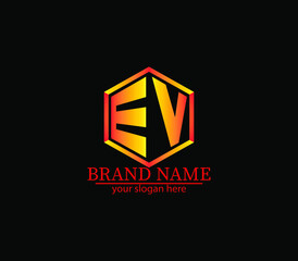 EV,ev creative polygon two letter logo design victor,EV letter logo