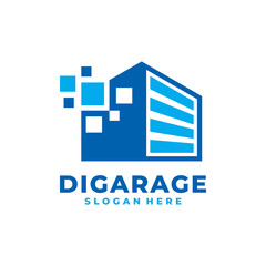 Digital garage logo vector. Future storage service logo template design concept.