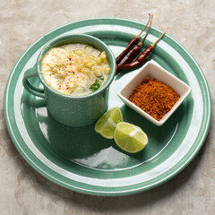 Corn esquites with mayonnaise and cheese. Mexican food