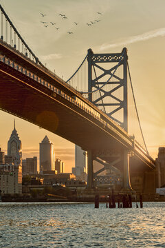 Ben Franklin Bridge in the sun 
