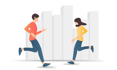 Sports running isometric style illustration