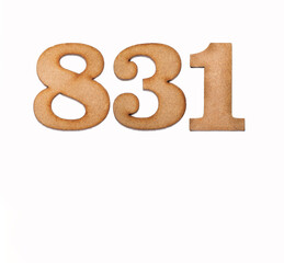 Number 831 - Piece of wood isolated on white background
