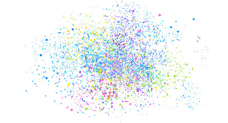Naklejka premium Confetti on isolated white background. Texture with many glitters. Holiday elements. Pattern for flyers, banners and textiles. Greeting cards