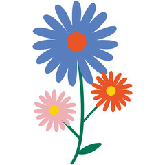 Colorful flowers vector illustration in flat color design