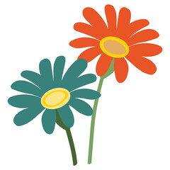 Colorful flowers vector illustration in flat color design