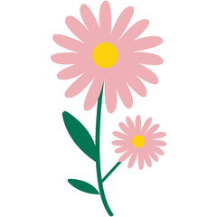 Pink flowers vector illustration in flat color design