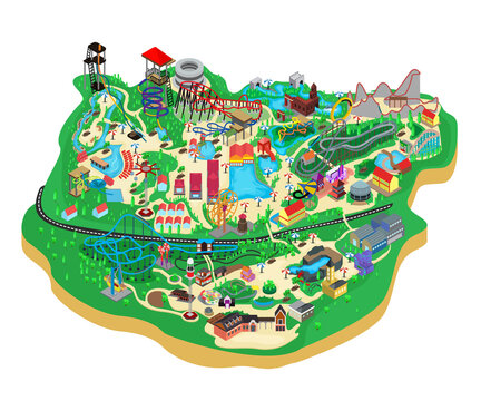 Isometric style playground map illustration