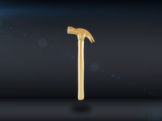 Gold instruments isolated a dark background. 3d render