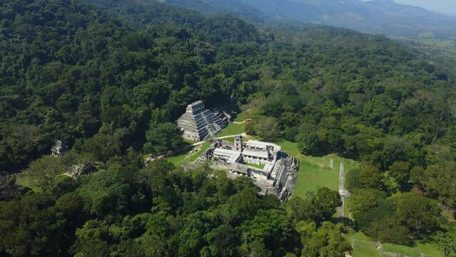Ancient Mayan Pyramid Ruins in Mexico. Aerial View