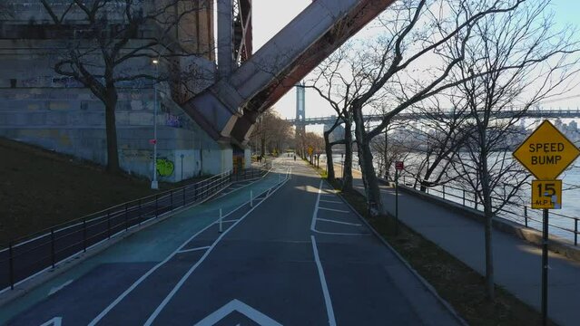 View of a Walking Trail at Astoria Park Near the Hell Gate Bridge and the RFK Bridge - Part 2