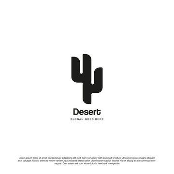 Simple cactus logo design badges vector 