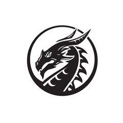 dragon head circle logo vector