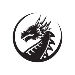 dragon head circle logo vector