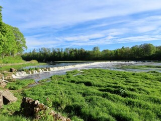 Venta river rapids called 'Rumba' is a waterfall by Kuldiga town, Latvia. It is the widest waterfall in Europe