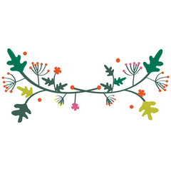 Colorful flowers ornament vector illustration in flat color design