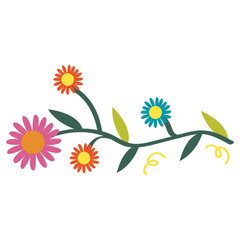 Colorful flowers ornament vector illustration in flat color design