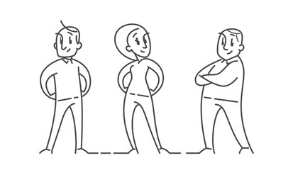 Small group of standing people ,in simple b&w line style