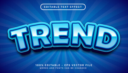 Editable text effect - trend blue color 3d style concept