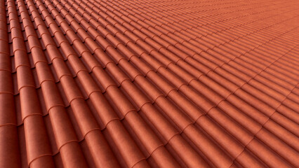 terracotta roof background orange tiles roof rooftop 3D illustration