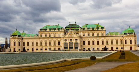 Landscape of the Belvedere Palace complex, located in Landstrasse in the city Vienna, Austria - obrazy, fototapety, plakaty
