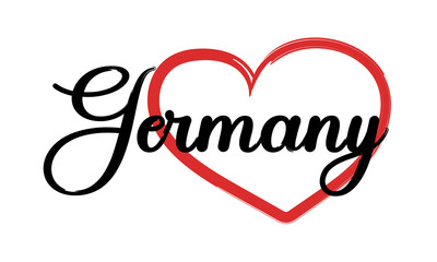 Germany With Heart Card . Lettering And Typographic Design